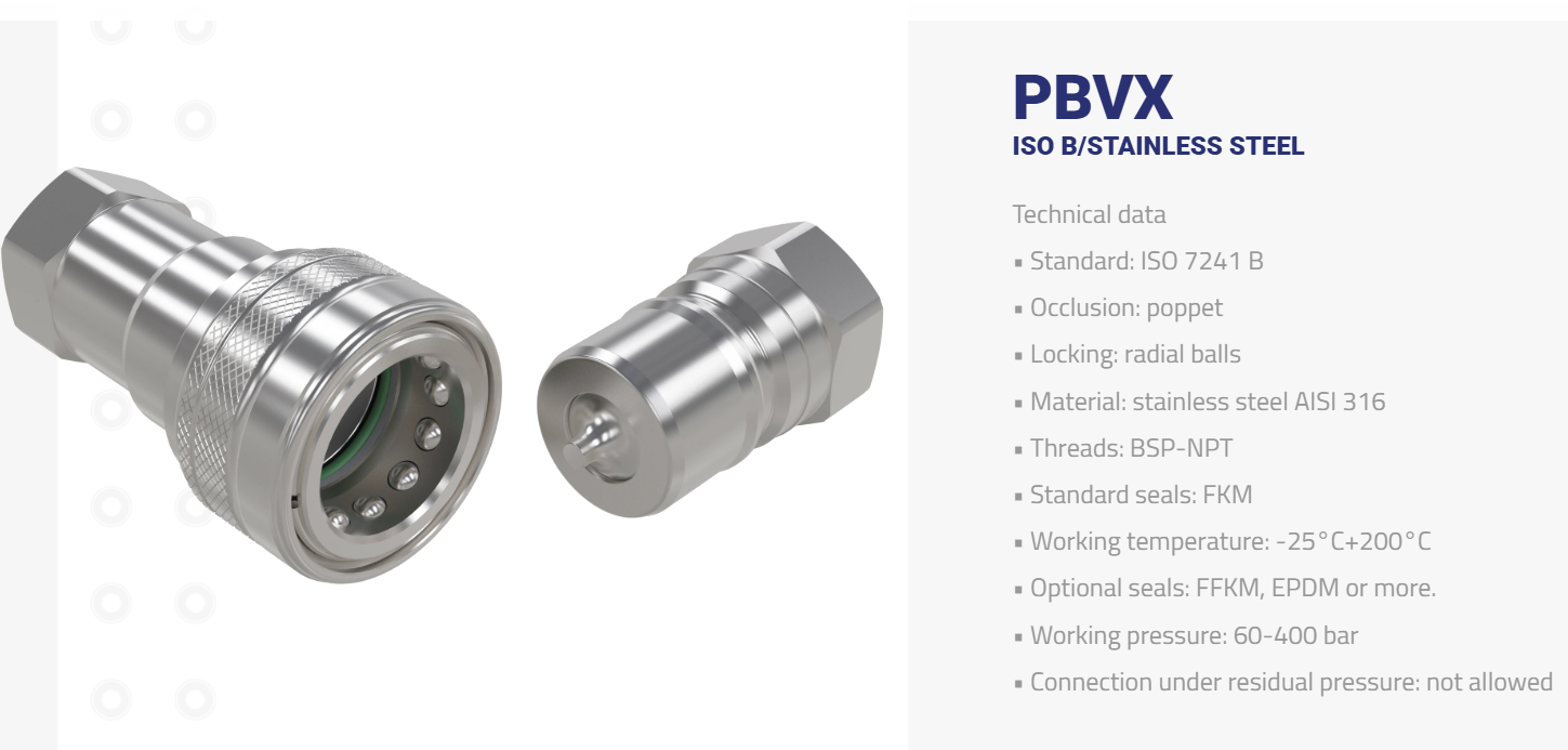 DNP PBVX ISO B stainless steel quick coupling