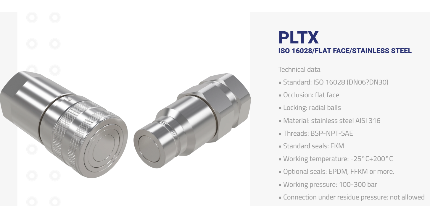 DNP PLTX ISO 16028 stainless steel quick coupling